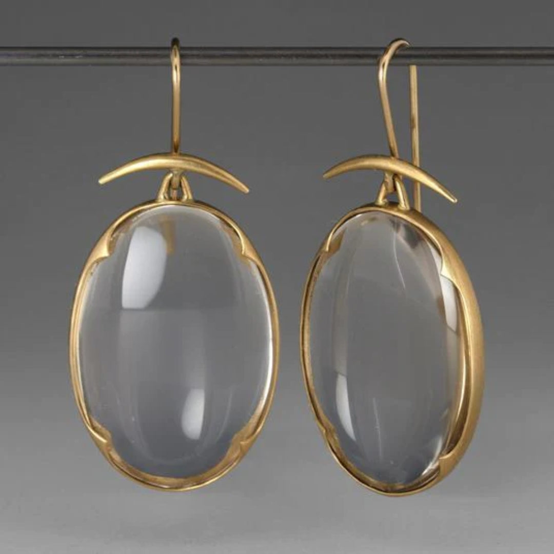 Brincos de Cristal Vintage Elegantes com Luxuosos Acabamentos em Ouro