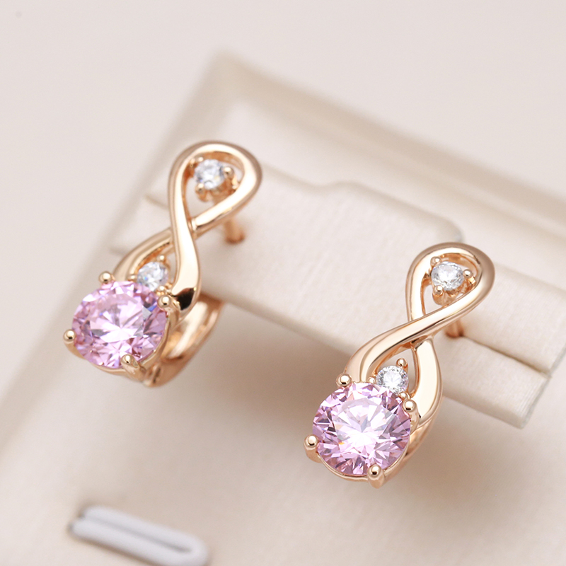 Brincos de zircônia rosa brilhantes para uma aparência glamourosa