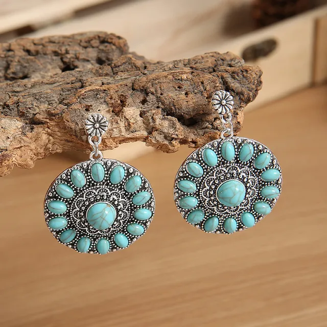 Boho-Chic: Estilosos Brincos Mandala Turquesa Retrô para o Seu Look Perfeito!