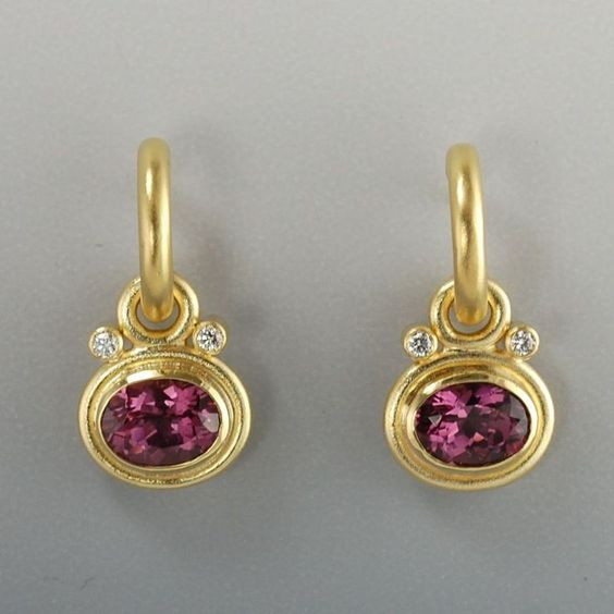 Brincos Vintage Exquisitos em Ouro com Granado Brilhante e Zircônia