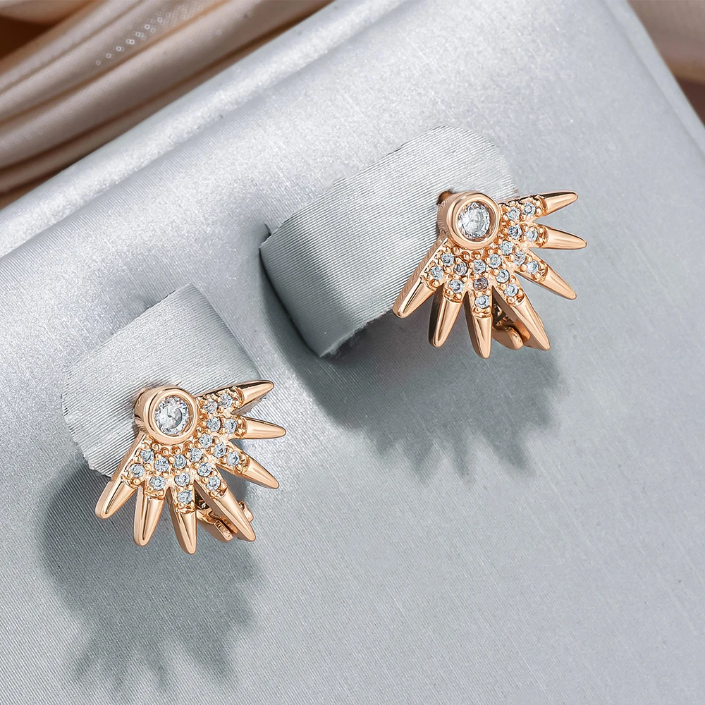 Elegância Brilhante: Brincos de Elemento Solar Dourados e Cintilantes
