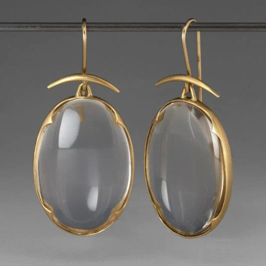 Brincos de Cristal Vintage Elegantes com Luxuosos Acabamentos em Ouro