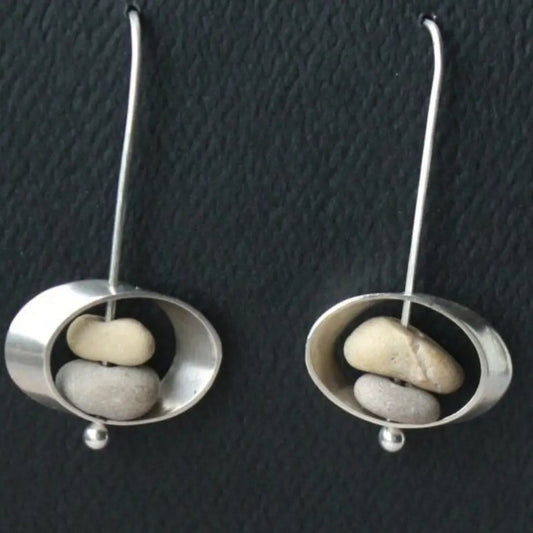 Brincos Vintage Atemporal de Prata – Joias Únicas em Pedra Preciosa para o Seu Estilo