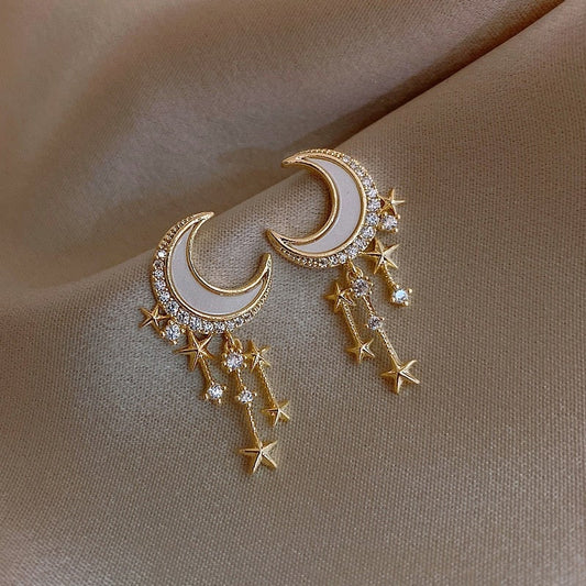 Brincos de luar glamourosos com brilho elegante