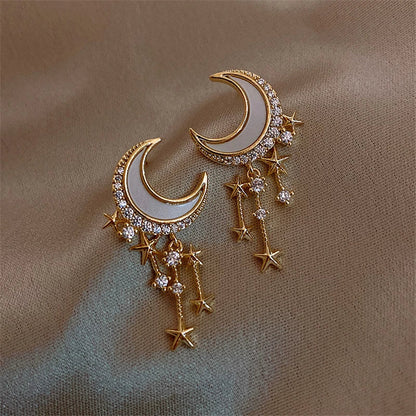 Brincos de luar glamourosos com brilho elegante