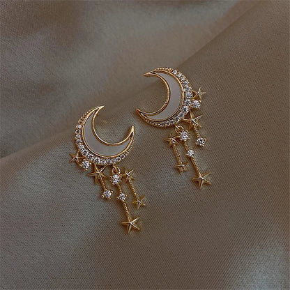 Brincos de luar glamourosos com brilho elegante