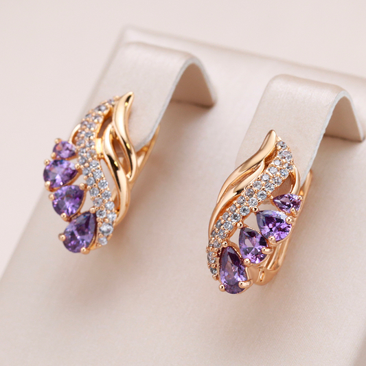 Encantadores brincos de cristal roxo para um glamour radiante