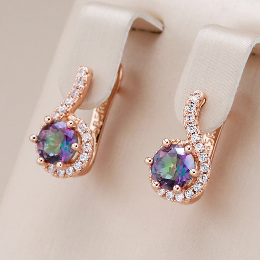 Fascinantes brincos de ouro com brilhantes cristais coloridos - Perfeitos para qualquer ocasião!