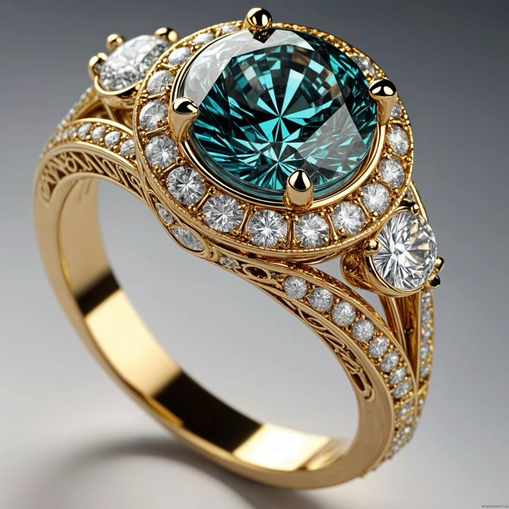 Anel vintage fascinante com cristal azul brilhante